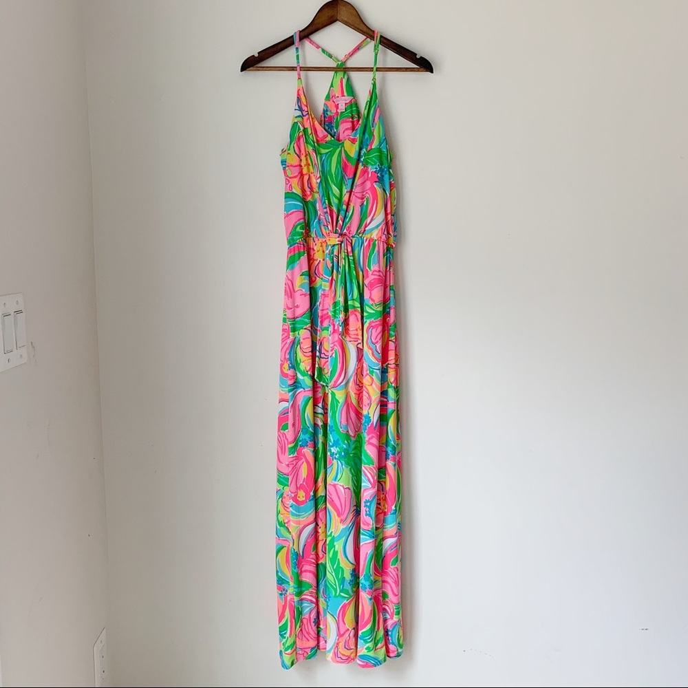 Lilly Pulitzer Pink Elephant Maxi Dress Size M